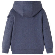 Felpa con Cappuccio e Cerniera per Bambini Blu Scuro Mélange 92 12949