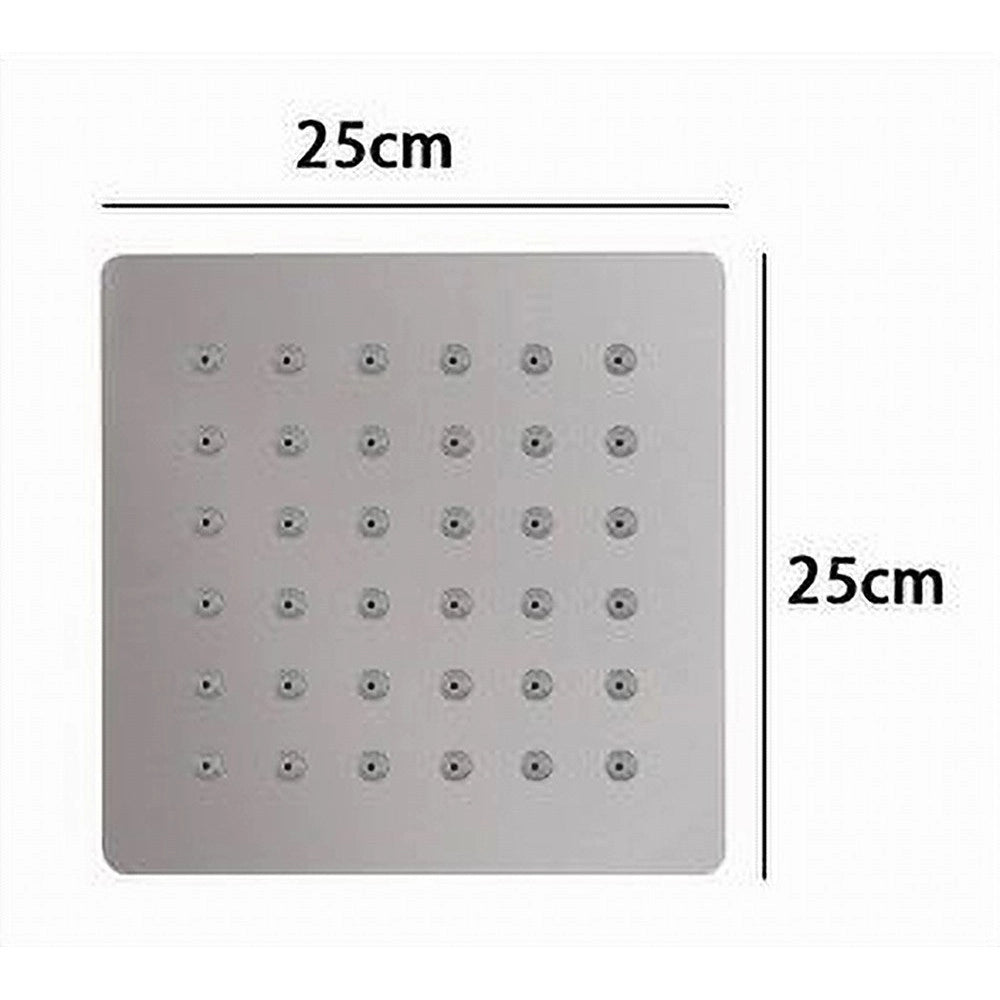 Trade Shop - Soffione Doccia Ugelli Fori Bagno Quadrato Slim 25x25cm Effetto Pioggia Cromato 59273 -
