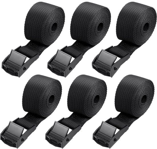 Set di 6 cavi a spillo corti, cavo a spillo 1m, cavi a spillo regolabili con chiusura a morsa, per moto, bagaglio, campeggio (nero)
