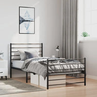 Giroletto con Testiera e Pediera Metallo Nero 100x190 cm 352331