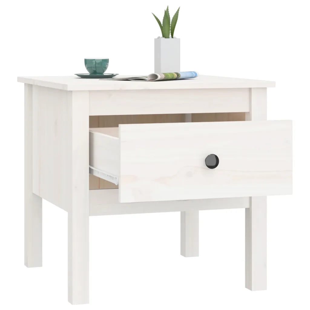 Tavolini 2 pz | Tavolo laterale Bianchi 50x50x49 cm Legno Massello di Pino
