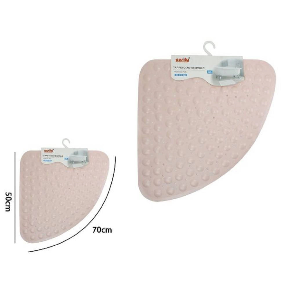 Trade Shop - Tappeto In Pvc Antiscivolo Triangolare Rosa Per Vasca Bagno Doccia 50x70cm 79733 -