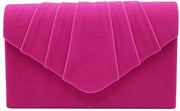 Clutch in pelle suède pieghevole per sposa, gala, festa, fucsia intenso