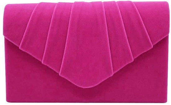 Clutch in pelle suède pieghevole per sposa, gala, festa, fucsia intenso