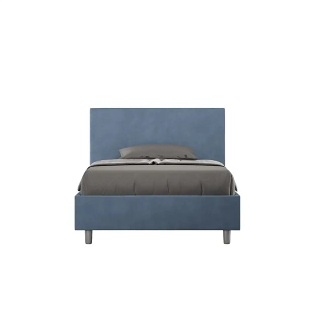 Letto una piazza e mezza senza rete imbottito 120x210 microfibra blu Adele