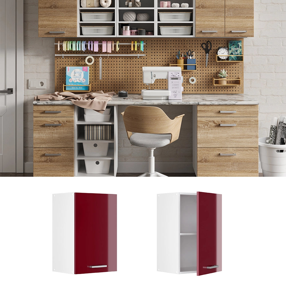 Vicco Pensile universale Rosso bordeaux lucido 40 cm con ripiani aperti