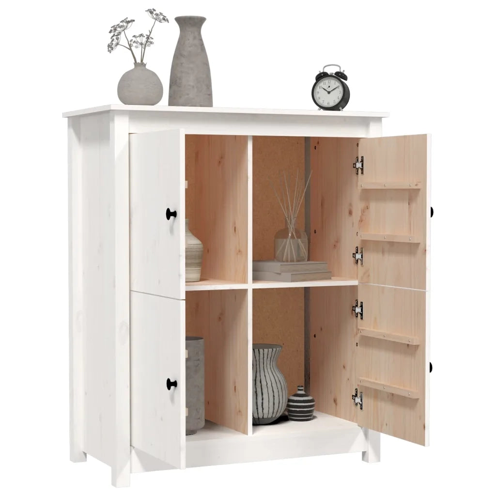 Credenza Bianca 83x41,5x100 cm in Legno Massello di Pino 821508