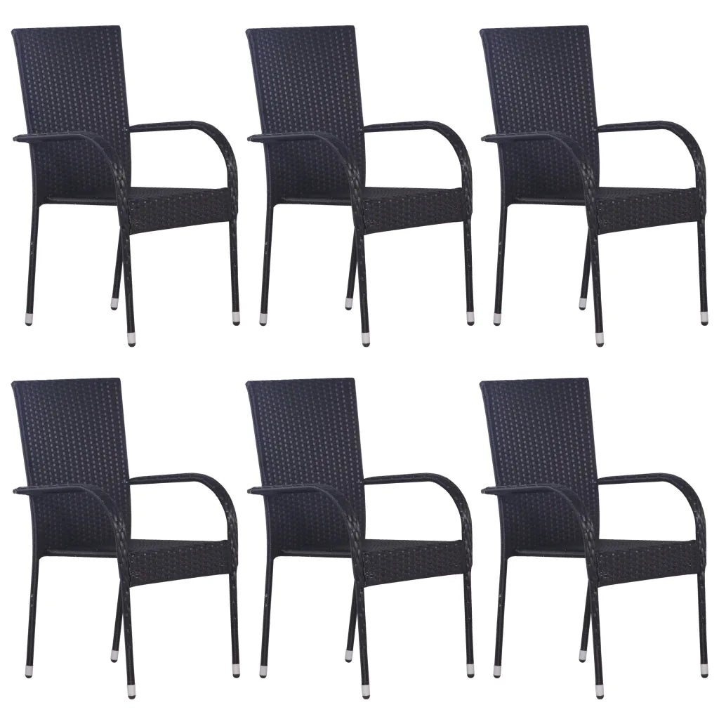 Set da Pranzo da Giardino 7 pz Nero in Polyrattan cod mxl 42805
