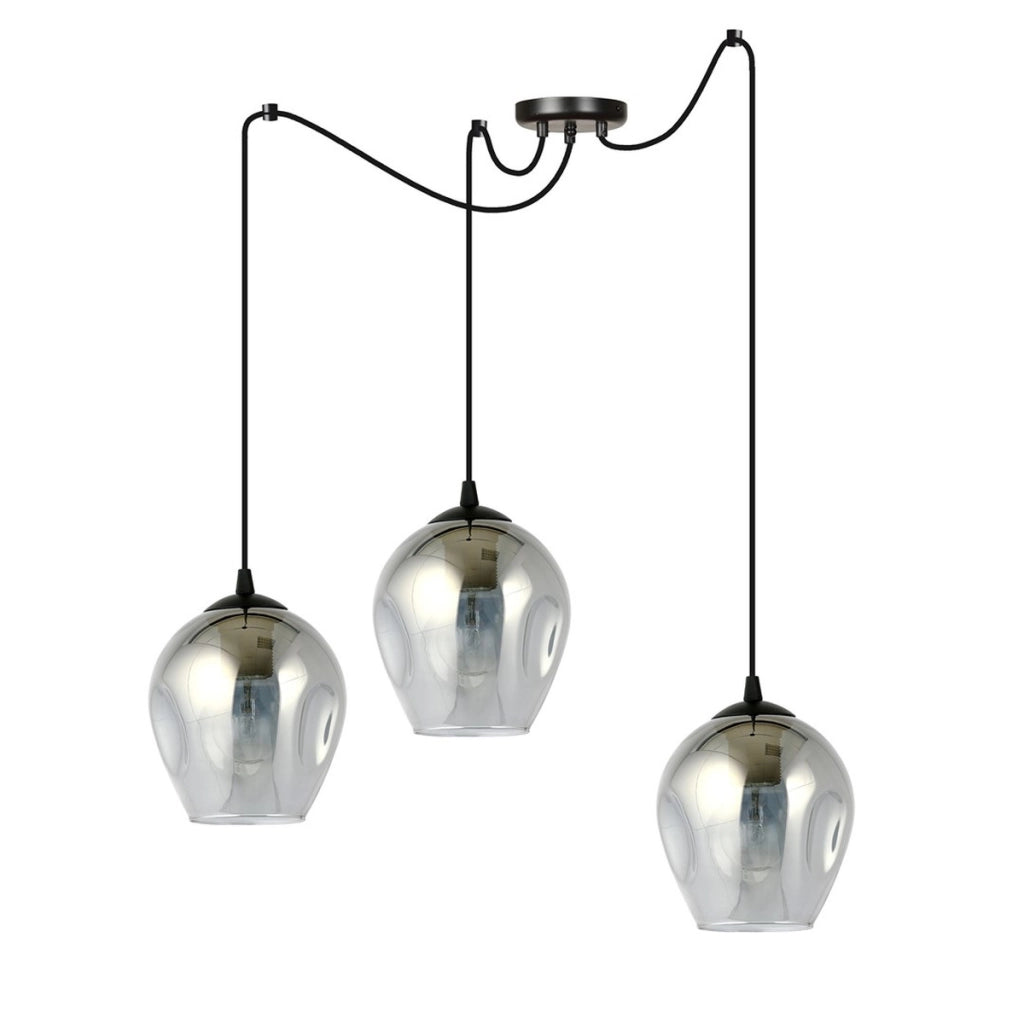 Lampada a sospensione LEVEL in acciaio nero e vetro grafite