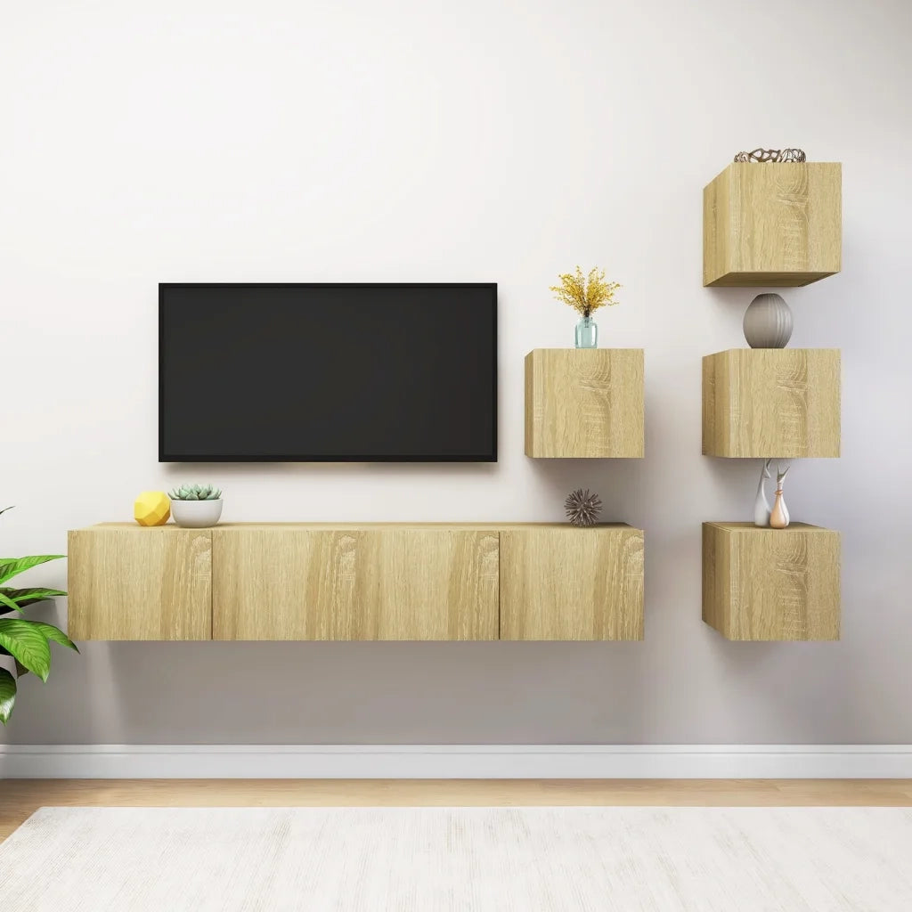 Set Porta TV 6 pz Rovere Sonoma in Truciolato cod mxl 11937