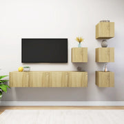 Set Porta TV 6 pz Rovere Sonoma in Truciolato cod mxl 11937