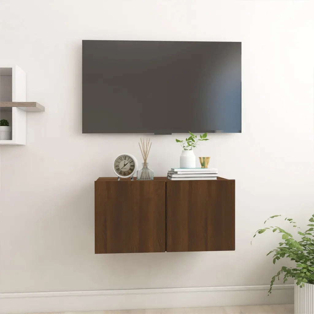Mobile TV Pensile Rovere Marrone 60x30x30 cm Legno Multistrato 815873