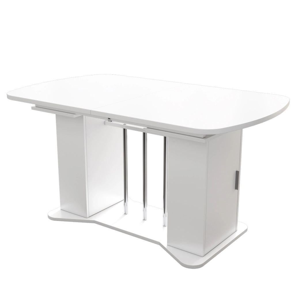 Tavolo da pranzo allungabile con 1 vano contenitore; stile classico; per sala da pranzo; bianco