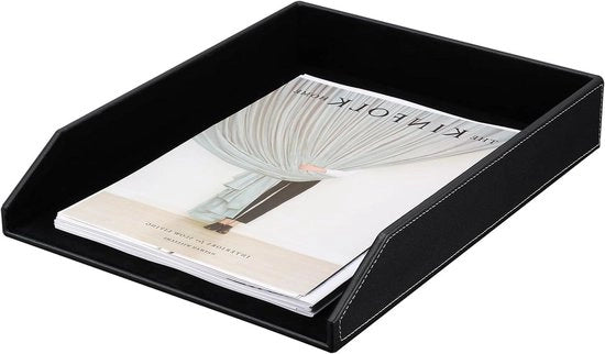 Borsa per lettere A4 in pelle nera | Stile e funzionale | Casa o ufficio