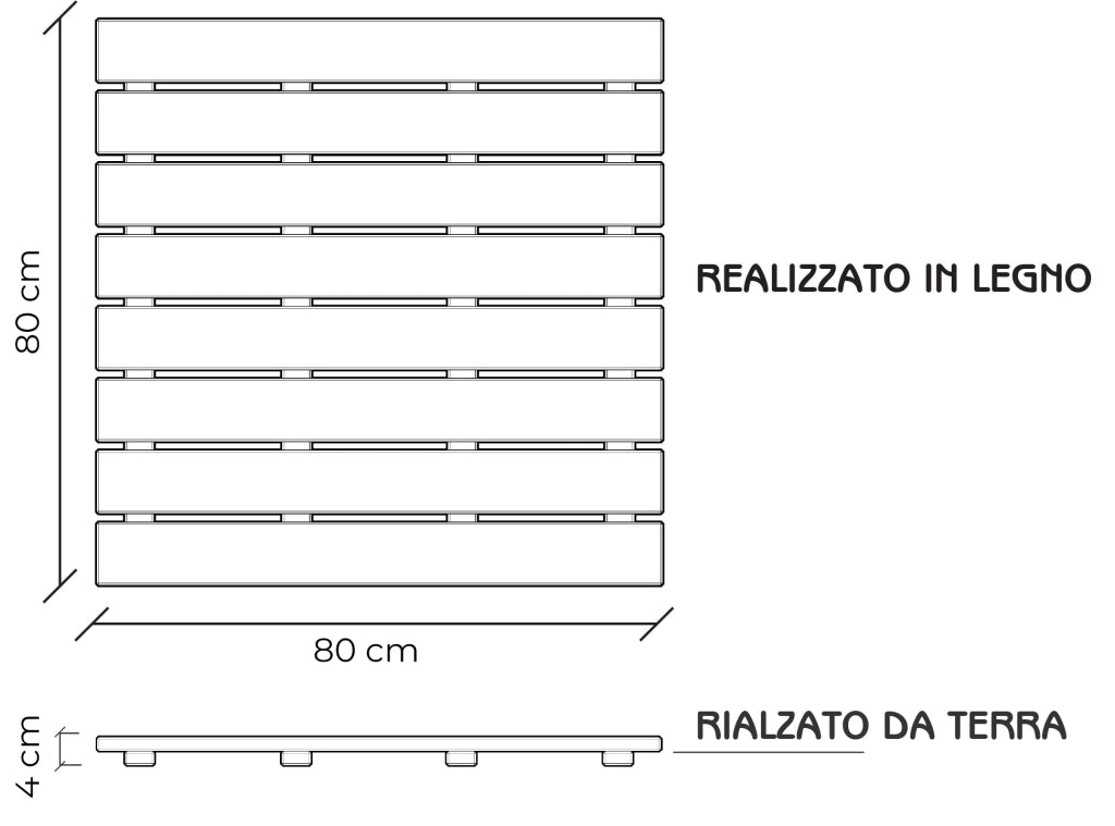 Piatto Doccia da Esterno in Legno 80x80x4 cm Arkema Ecowood