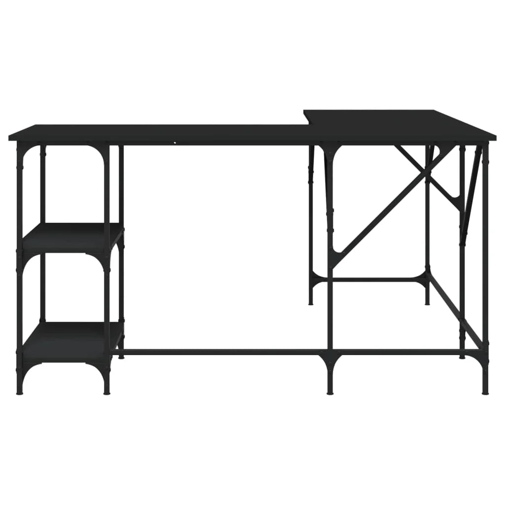 Scrivania tavolo postazione di lavoro mobile per computer studio 139 x 139 x 75 cm legno ingegnerizzato nero 02_0023903