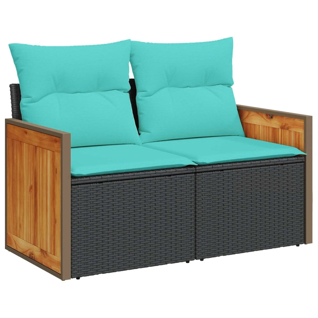 Set di divani 8 pz Nero e Blu Rattan sintetico e Acciaio 3448634