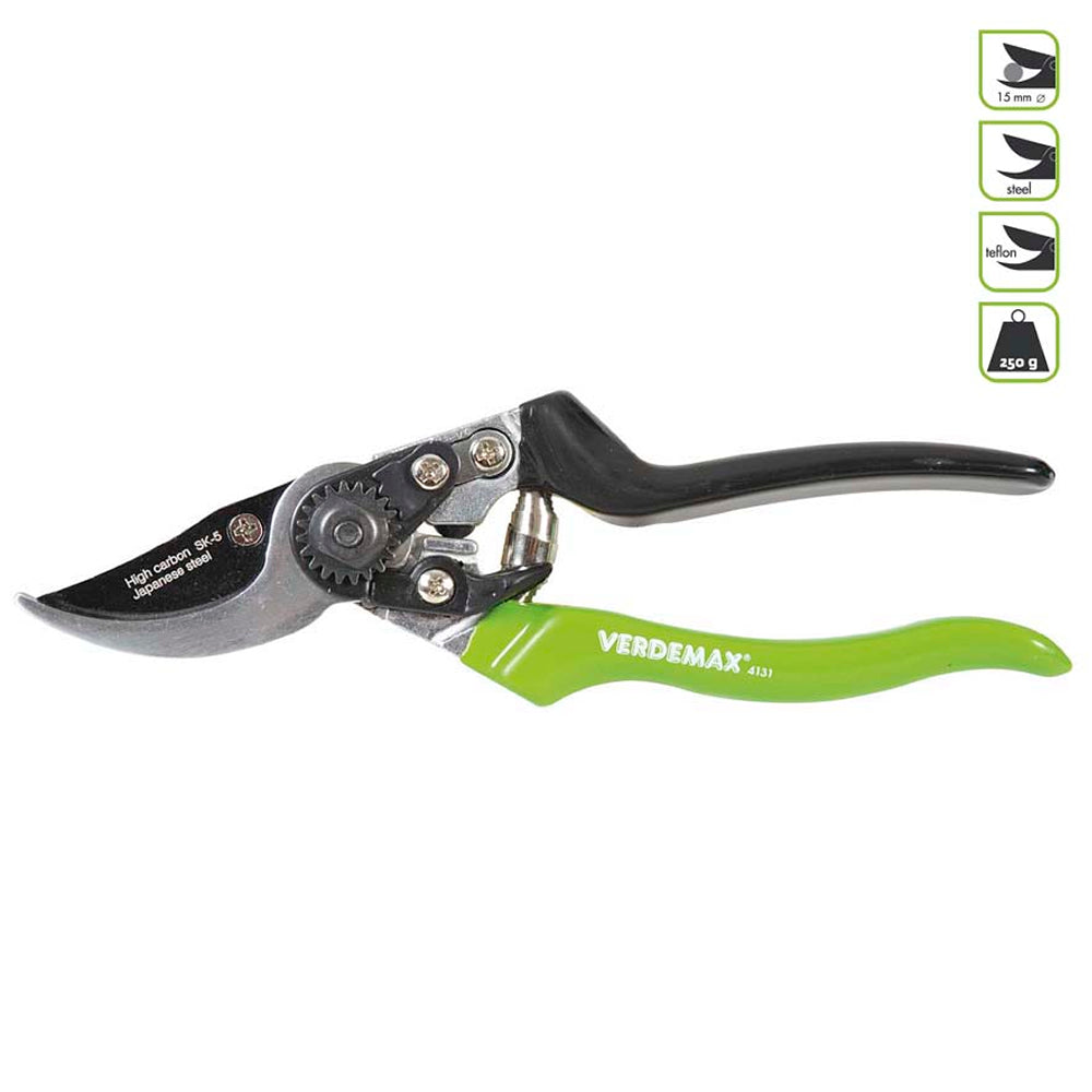 Forbice da giardinaggio ergonomica by-pass verdemax cm 21