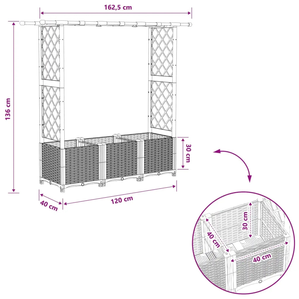 Letto Rialzato con Griglia e Tetto Grigio Chiaro PP 42032591