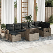 Set Divano da Giardino 8 pz con Cuscini Grigio in Polyrattan 3327870
