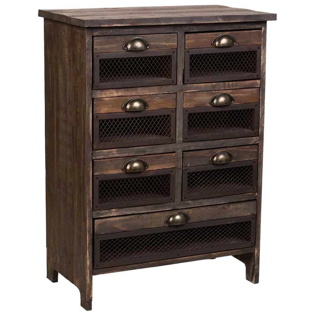 Cassettiera in legno con 7 cassetti marrone 59x34x80,5h cm