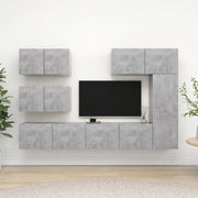 Set di Mobili Porta TV 6 pz Grigio Cemento in Legno Multistrato 3079135