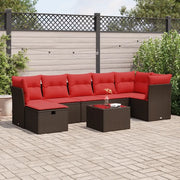 Set Divani da Giardino 8 pz con Cuscini Marrone in Polyrattan 3325320