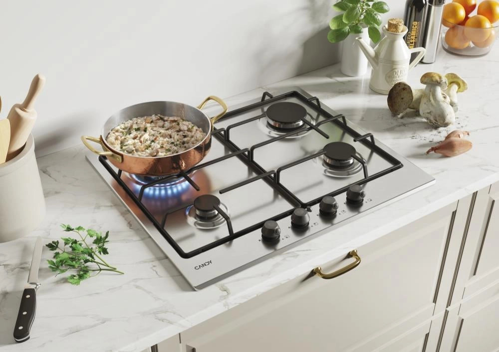 Candy Classic CHW6BR4WTX Acciaio inox Da incasso 59 cm Gas 4 Fornello(i)