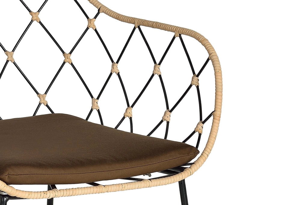 Set di 4 poltrone in rattan e metallo
