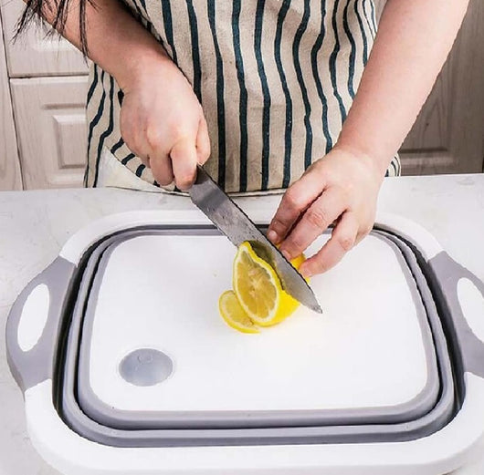 Tagliere Pieghevole 3in1 Salvaspazio Termoplastica 40x30cm con Filtro di Scarico