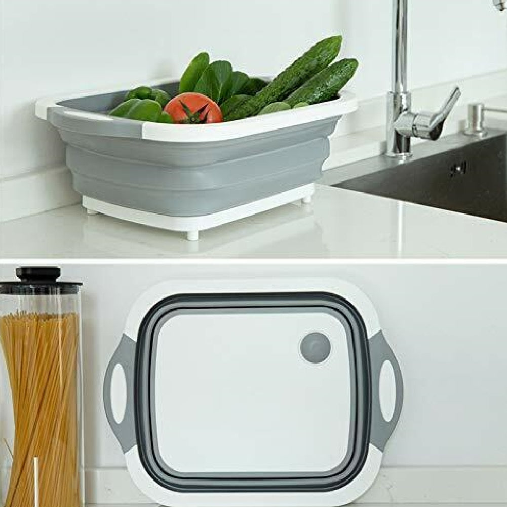 Tagliere Pieghevole 3in1 Salvaspazio Termoplastica 40x30cm con Filtro di Scarico