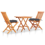 Set da Bistrot 3 pz con Cuscini Antracite in Massello di Teak cod mxl 39111