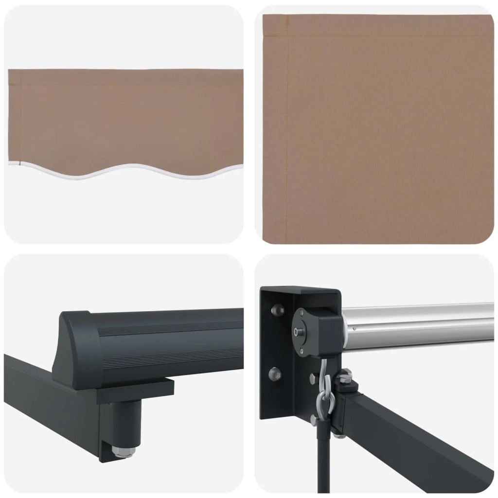 Tenda retrattile manuale con LED Tortora 3426212