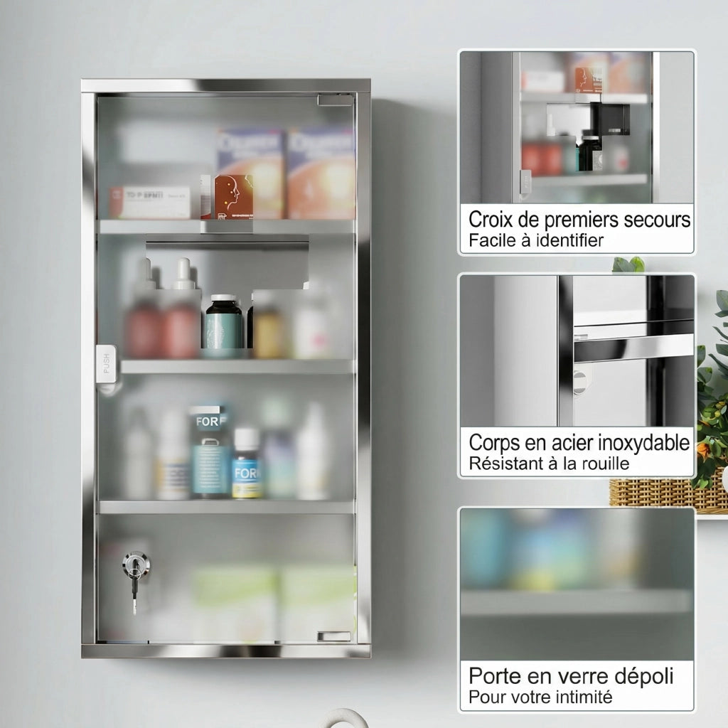 Armadietto Medicinale in Acciaio Inox ¨C Zephmum ¨C 30x12x60cm