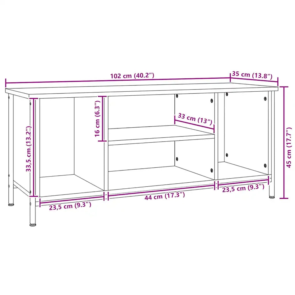 Mobile Porta TV Nero 102x35x45 cm in Legno Multistrato