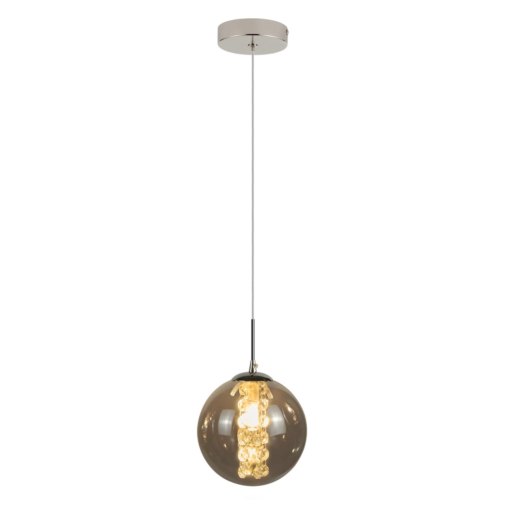 ZMH Lampada a sospensione vetro fumé moderna 1 luce altezza regolabile 120cm G9 per sala pranzo camera bar