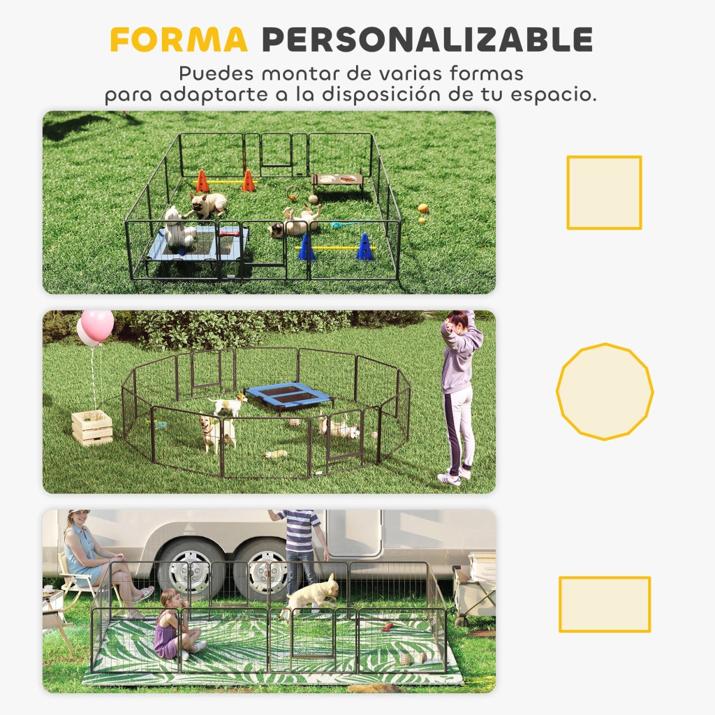 Recinto per Cani 12 Pannelli con 2 Porte ¨C zephmum ¨C Grigio Acciaio 80x60 cm