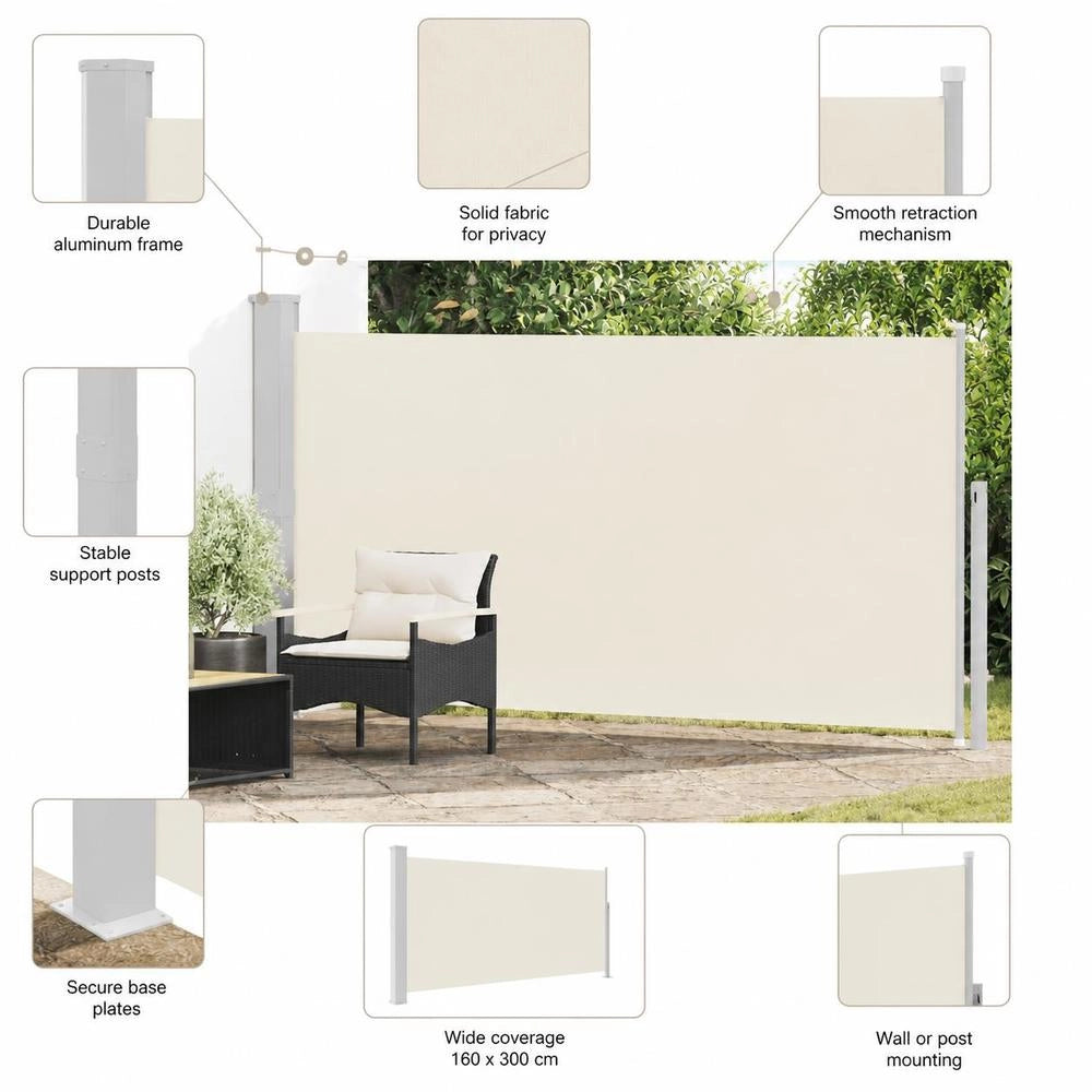 Side Awning 160x300 Cm Cream White