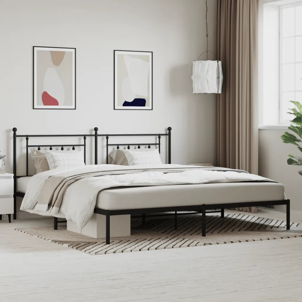 Giroletto con Testiera-Struttura Letto con testiera in Metallo Nero 200x200 cm 369361