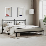 Giroletto con Testiera-Struttura Letto con testiera in Metallo Nero 200x200 cm 369361