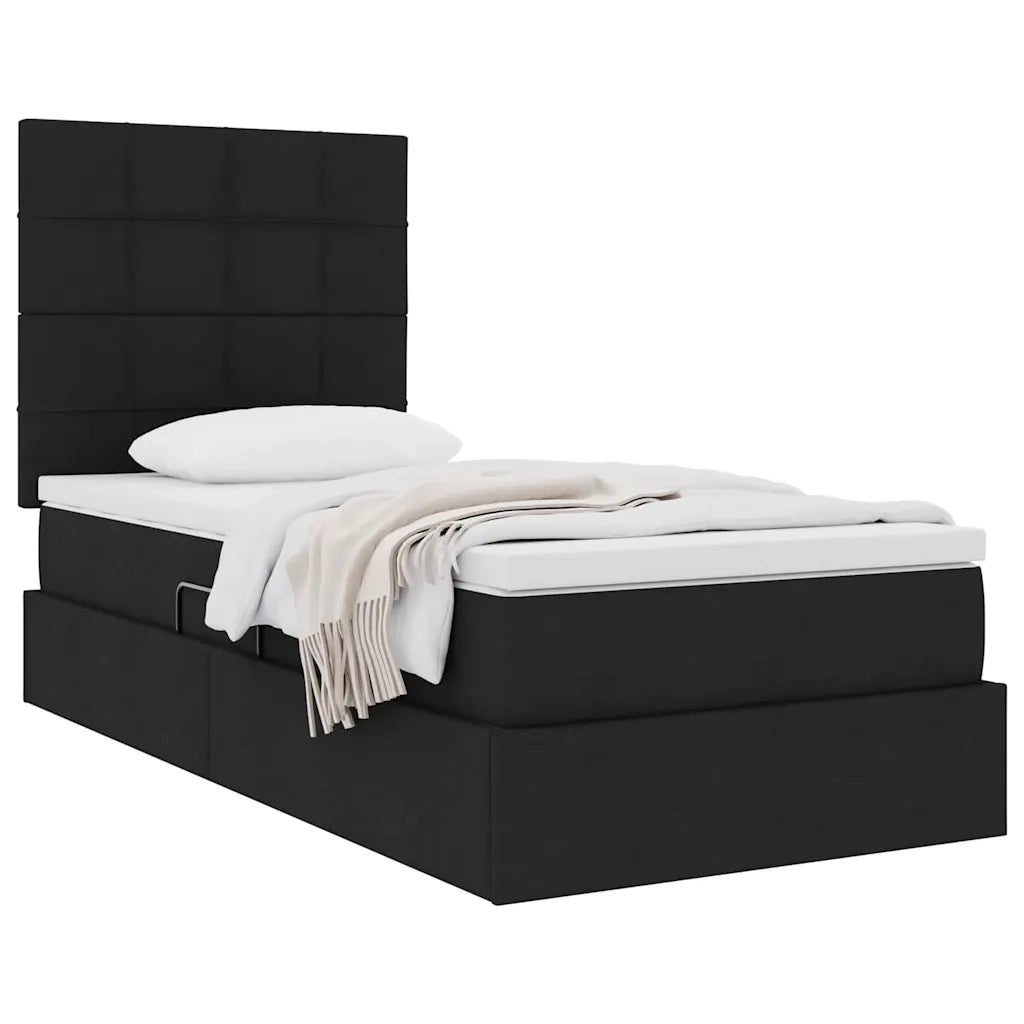 Letto con contenitore e materasso Nero 90 x 200 cm Poliestere