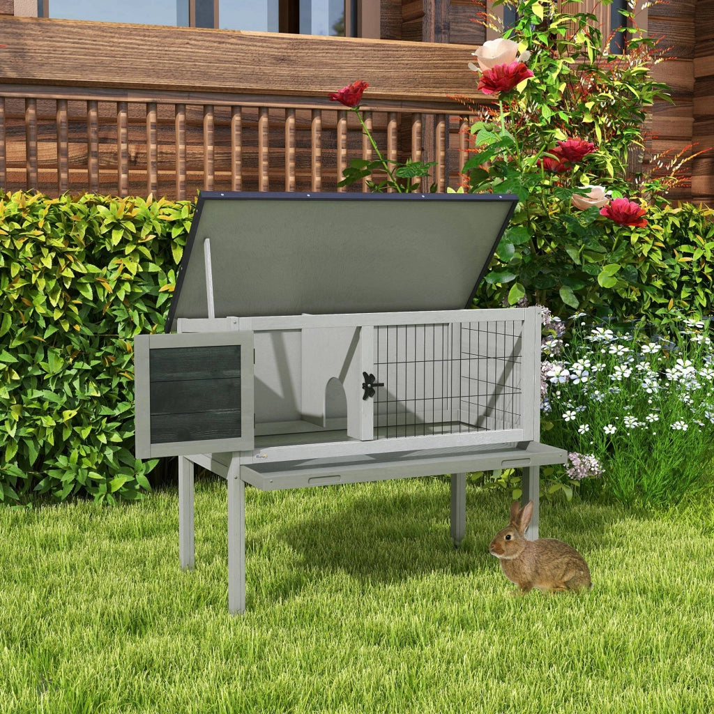 Gabbia per Conigli Legno di Abete ¨C zephmum ¨C Grigio 84x43x70 cm
