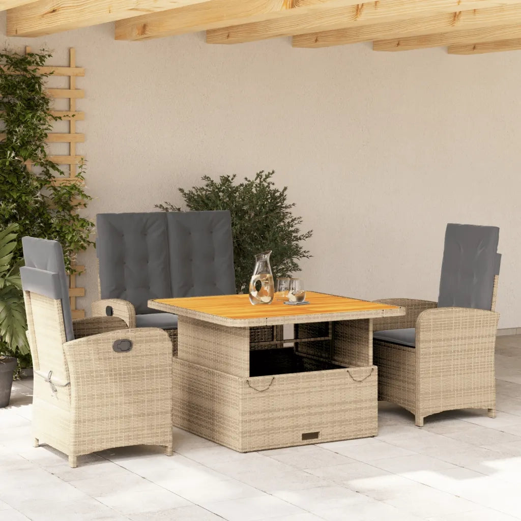 Set da Pranzo da Giardino 4 pz con Cuscini Beige in Polyrattan 3277368