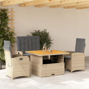 Set da Pranzo da Giardino 4 pz con Cuscini Beige in Polyrattan 3277368