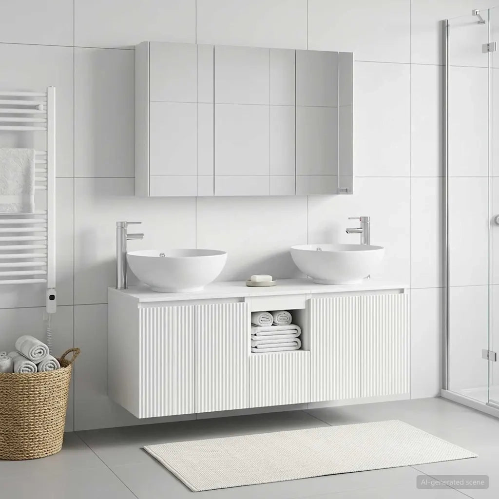 Set di Armadi da Bagno 4 pcs Bianco Legno ingegnerizzato 3406503