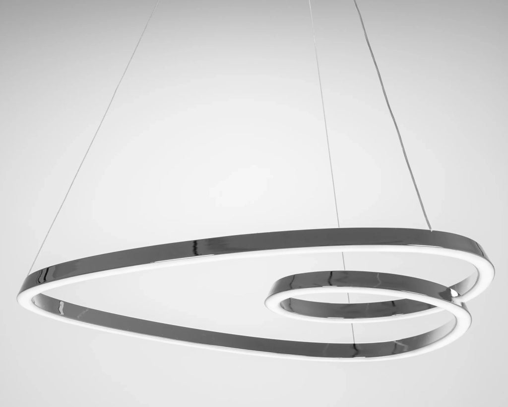 Lampada Da Soffitto Pensile Ring Moderno Led+telecomando App798-cp Chrome
