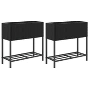 2 pz Fioriere | Cassetta per fiori | Vaso da Giardino con Ripiani Nere 70x28x70cm Polyrattan