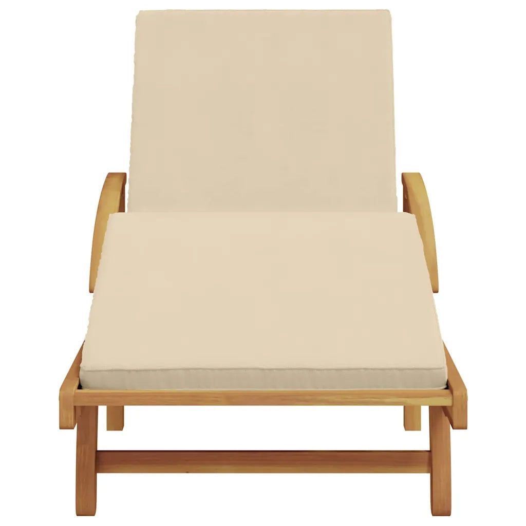 Lettino da sole Beige 200 x 67 x 84 cm Legno di Acacia Massello 4105529