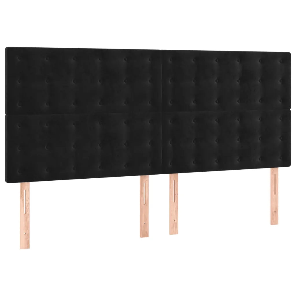 Giroletto a Molle con Materasso Nero 180x200 cm in Velluto 3138099
