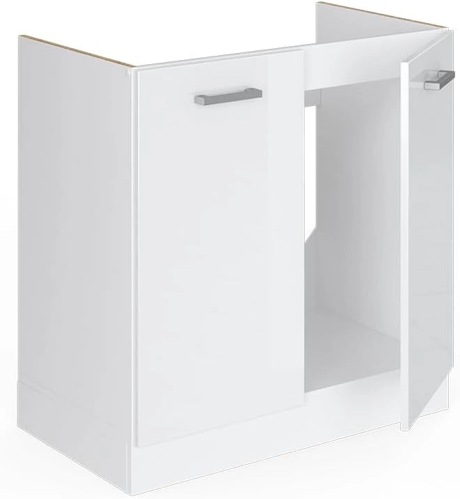Mobile lavello cucina R-Line, Bianco lucido, 80 cm senza piano di lavoro, per la libera combinazione all'interno di sistemi cucina modulari